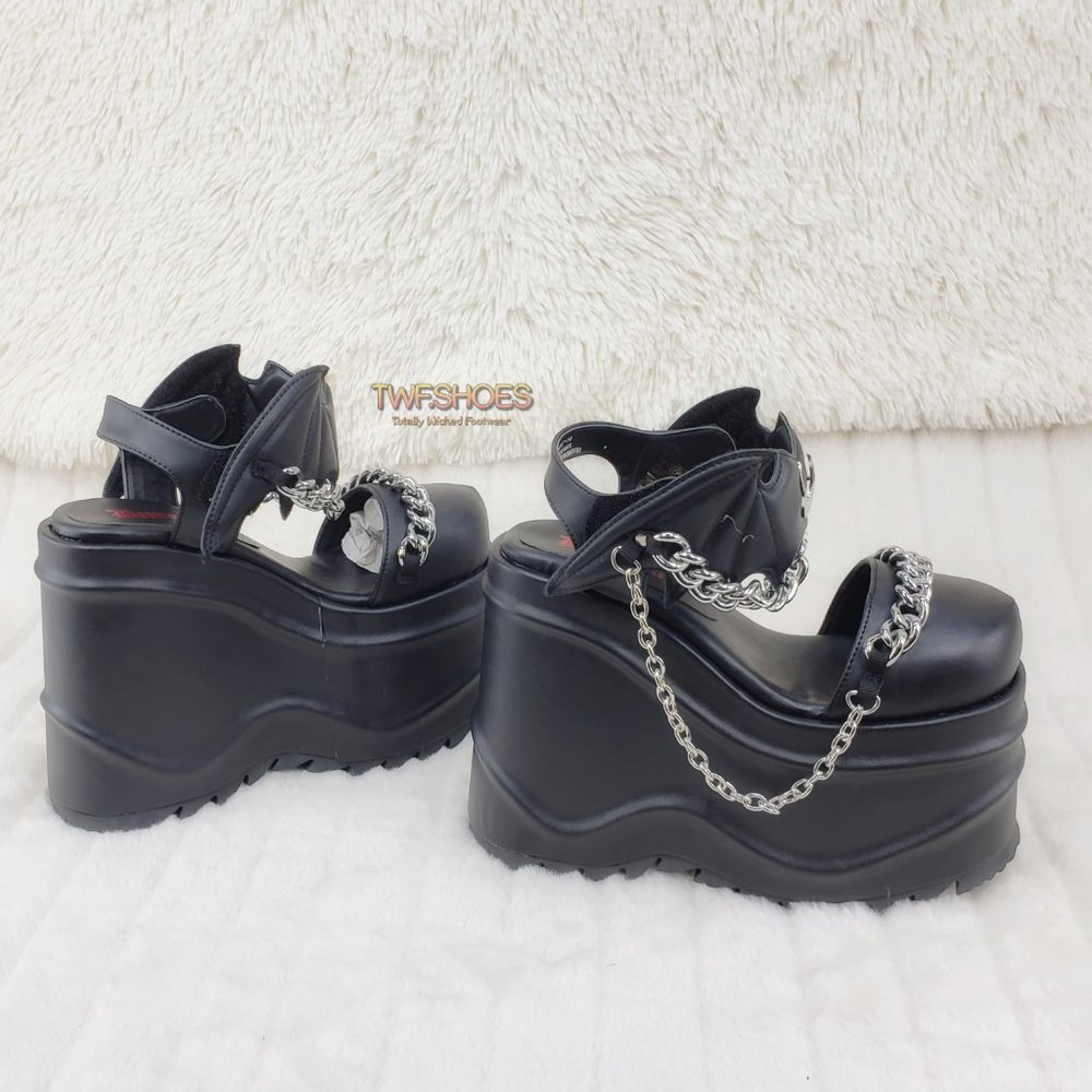 Wave 20 Platform Goth Punk Sandals Bat Closure - Picture 10 of 15